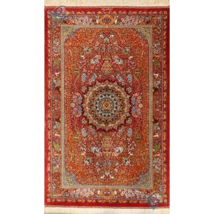 Zaronim Qom Carpet Handmade Toranj Design All Silk